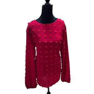 Deep red XL long sleeved summer Top Blouse. NWOT